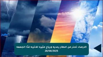 الأرصاد تحذر من أمطار رعدية ورياح مثيرة للأتربة غدًا الجمعة 28/08/2025